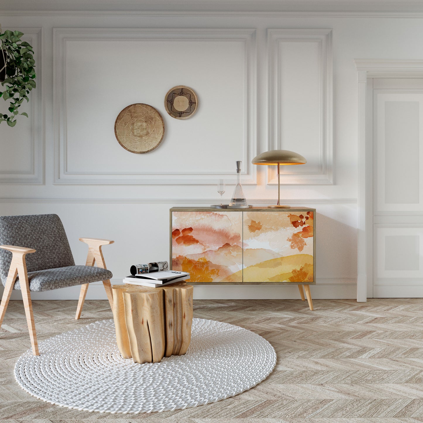 Credenza a 2 ante TRACES OF AUTUMN in effetto rovere