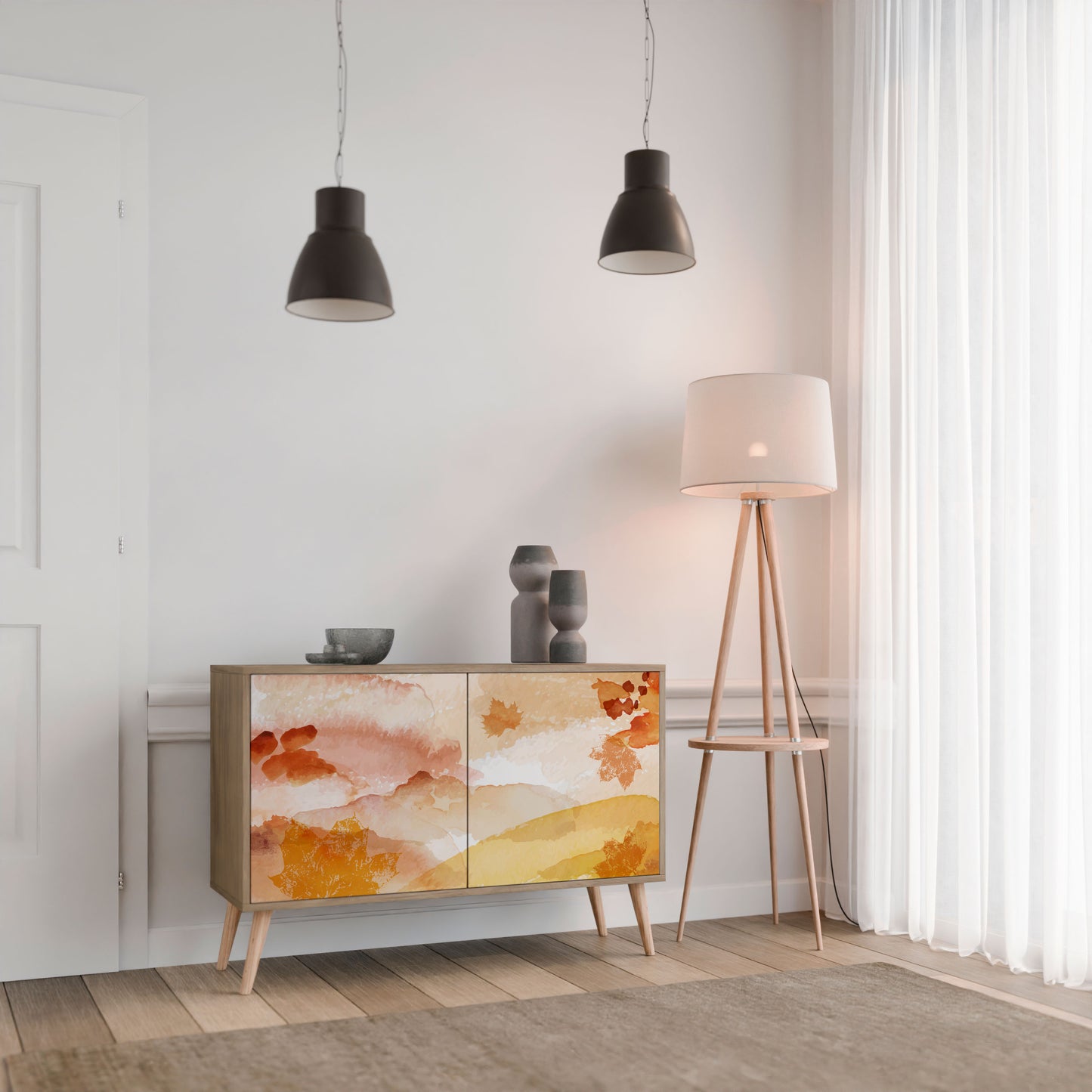 Credenza a 2 ante TRACES OF AUTUMN in effetto rovere