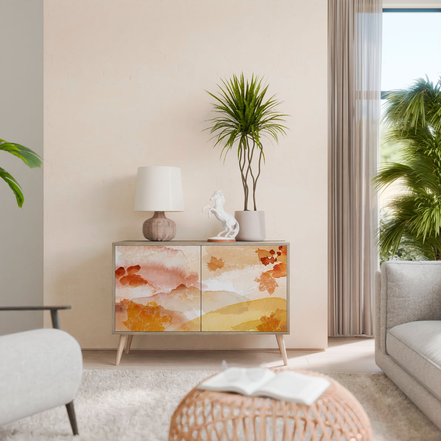 Credenza a 2 ante TRACES OF AUTUMN in effetto rovere
