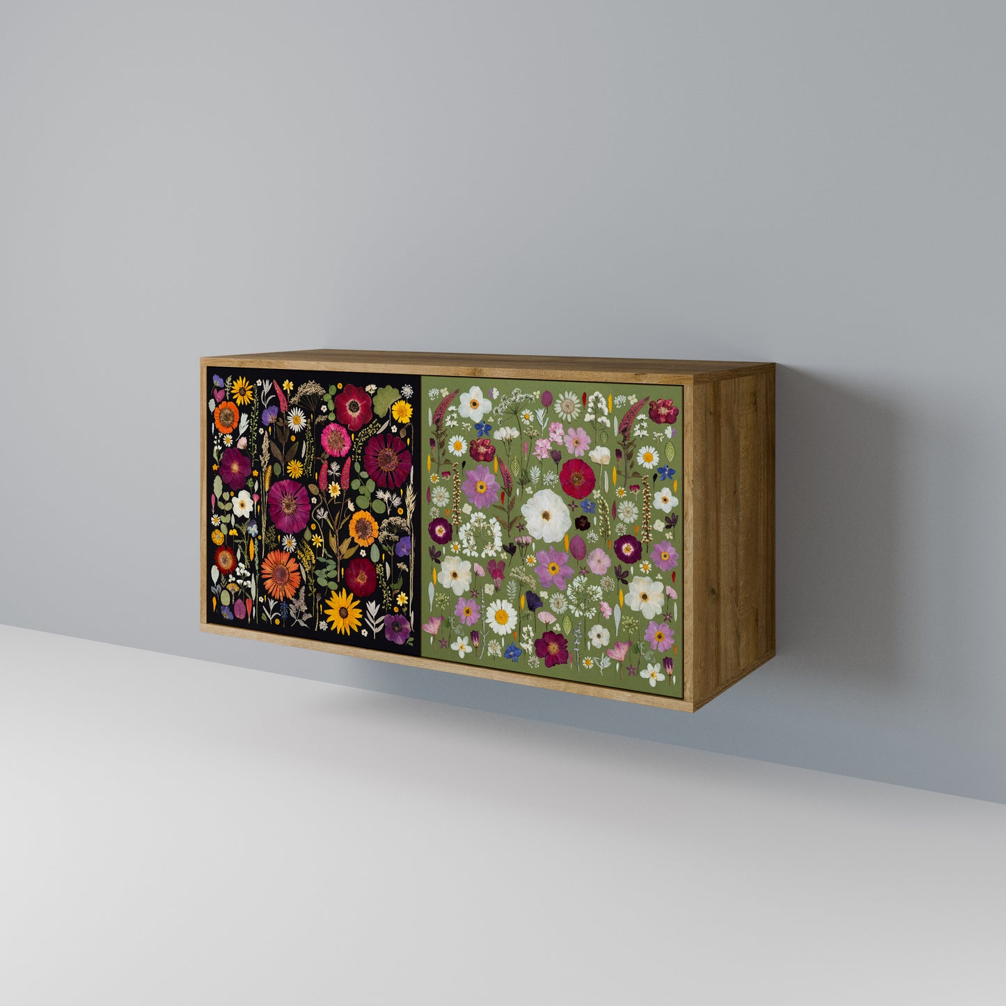 VERDANT GARDEN Madia a 2 Ante in Effetto Rovere