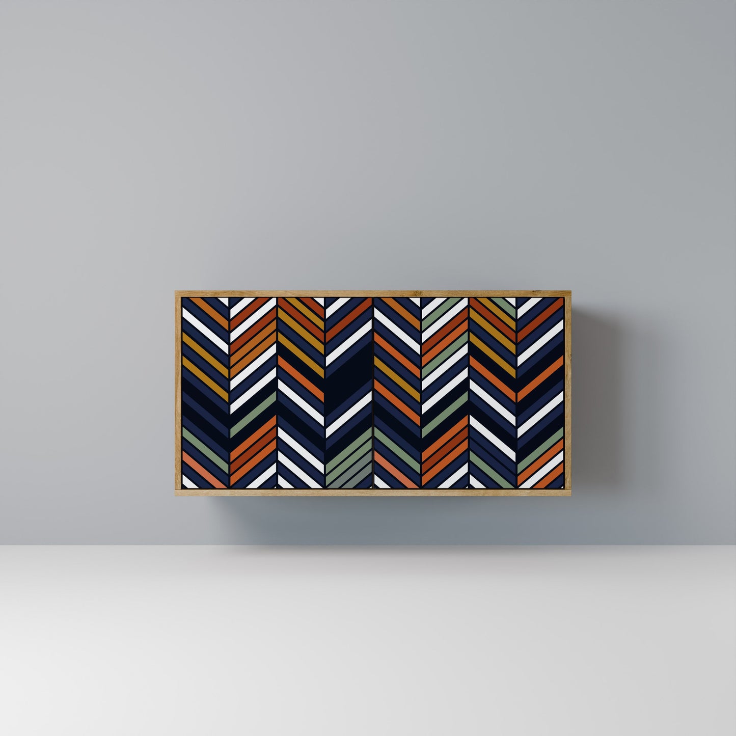 Credenza VIBRANT PATCHWORK a 2 ante in effetto rovere