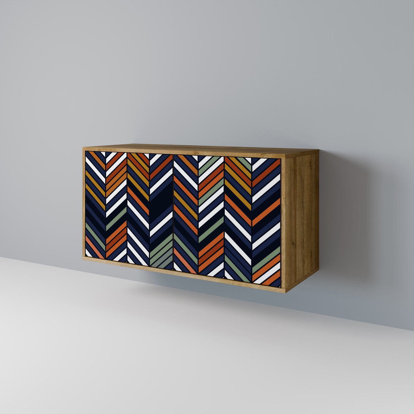 Credenza VIBRANT PATCHWORK a 2 ante in effetto rovere