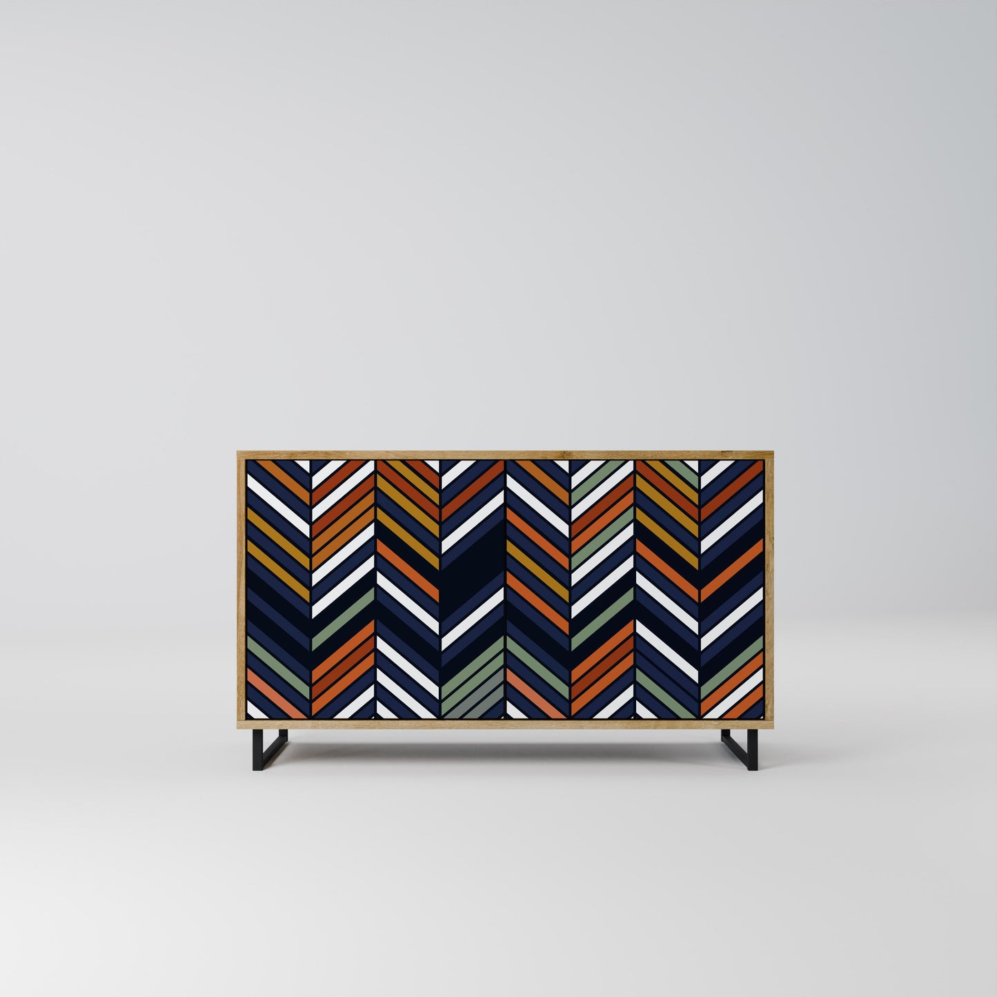 Credenza VIBRANT PATCHWORK a 2 ante in effetto rovere