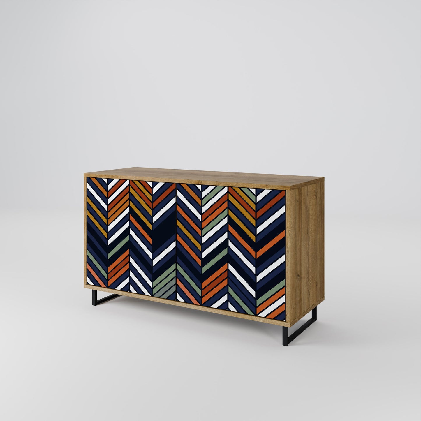Credenza VIBRANT PATCHWORK a 2 ante in effetto rovere