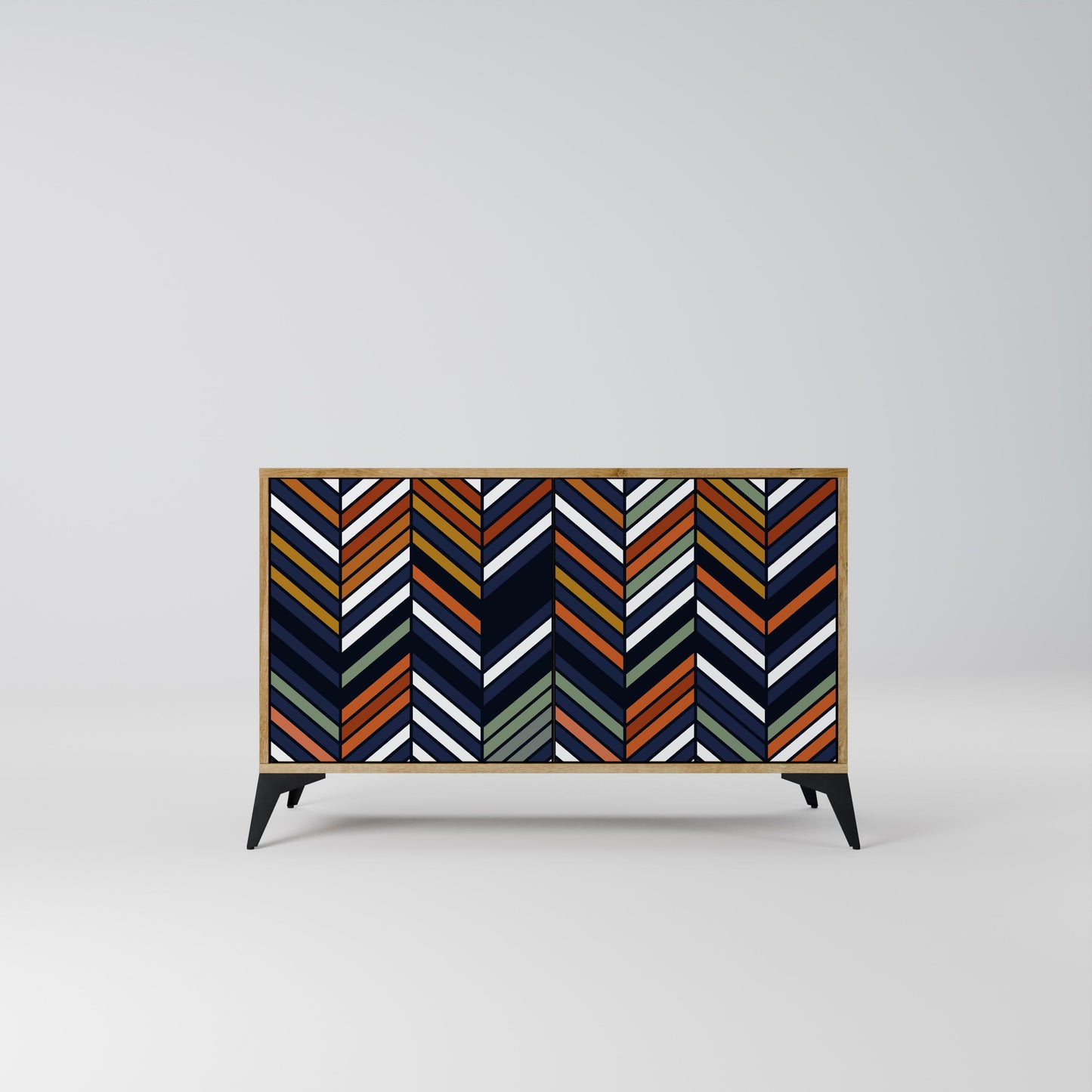 Credenza VIBRANT PATCHWORK a 2 ante in effetto rovere