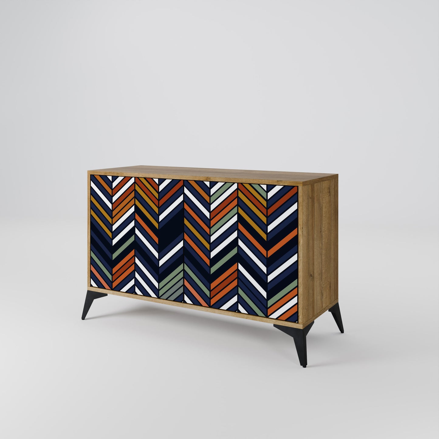 Credenza VIBRANT PATCHWORK a 2 ante in effetto rovere