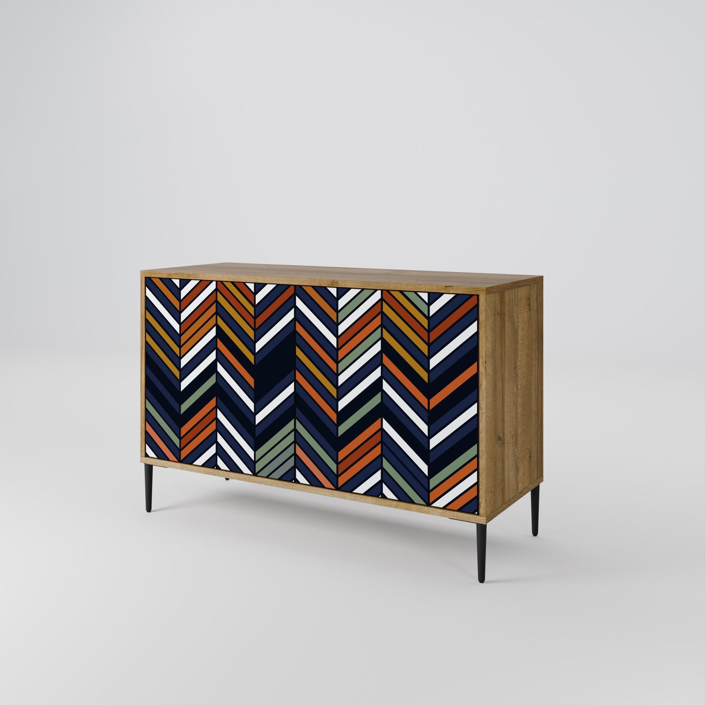 Credenza VIBRANT PATCHWORK a 2 ante in effetto rovere