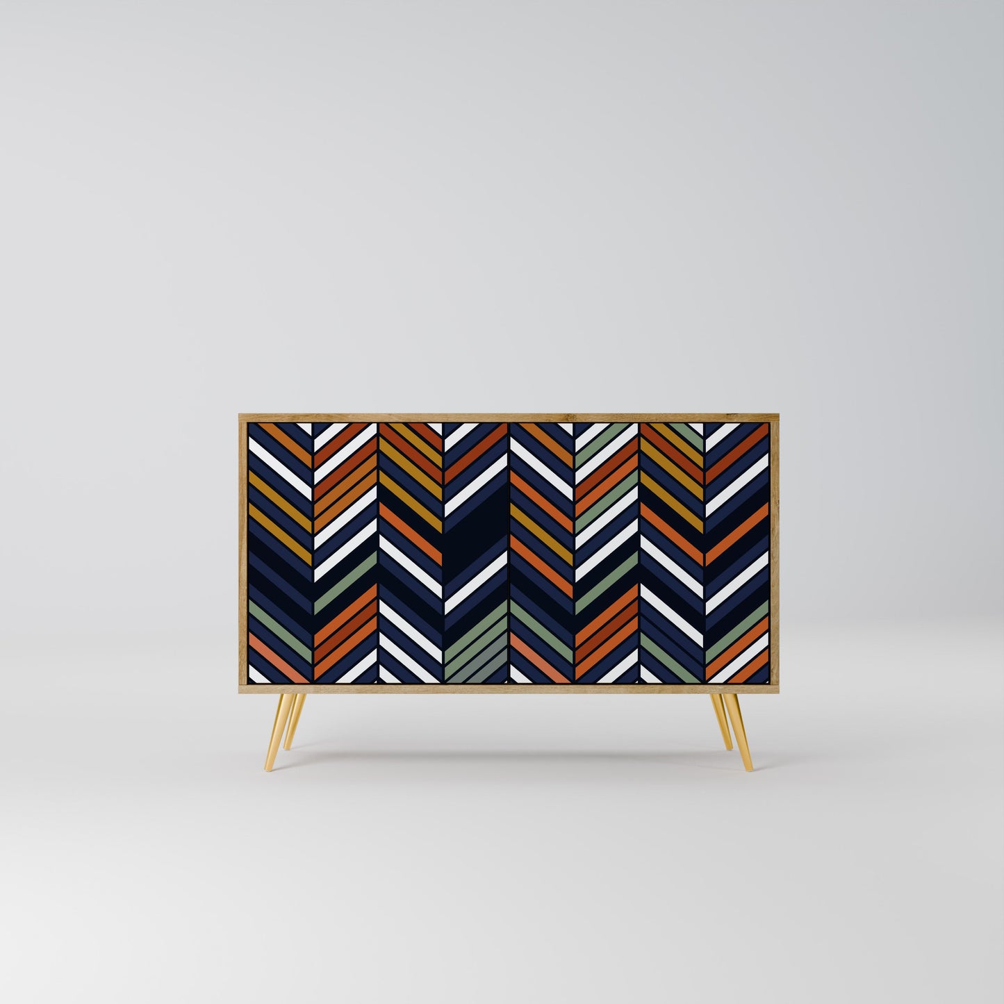 Credenza VIBRANT PATCHWORK a 2 ante in effetto rovere