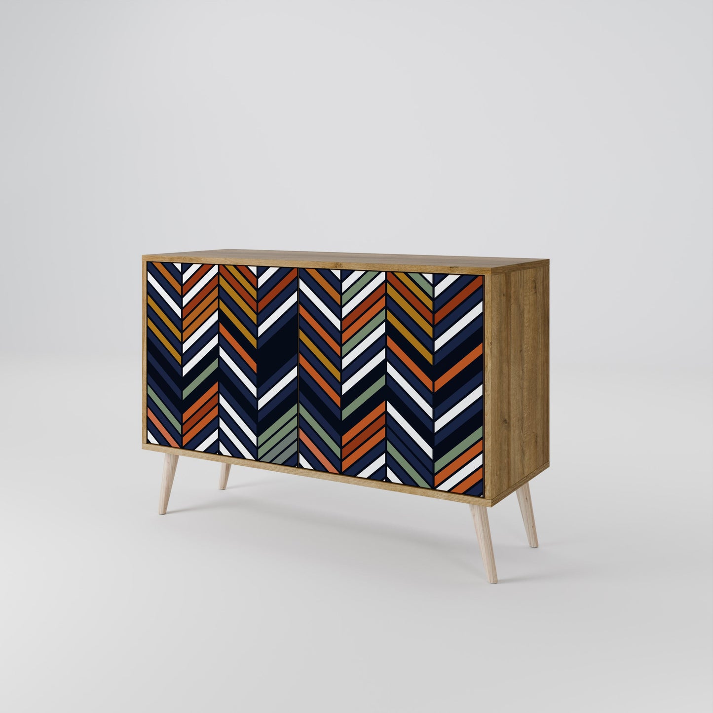 Credenza VIBRANT PATCHWORK a 2 ante in effetto rovere