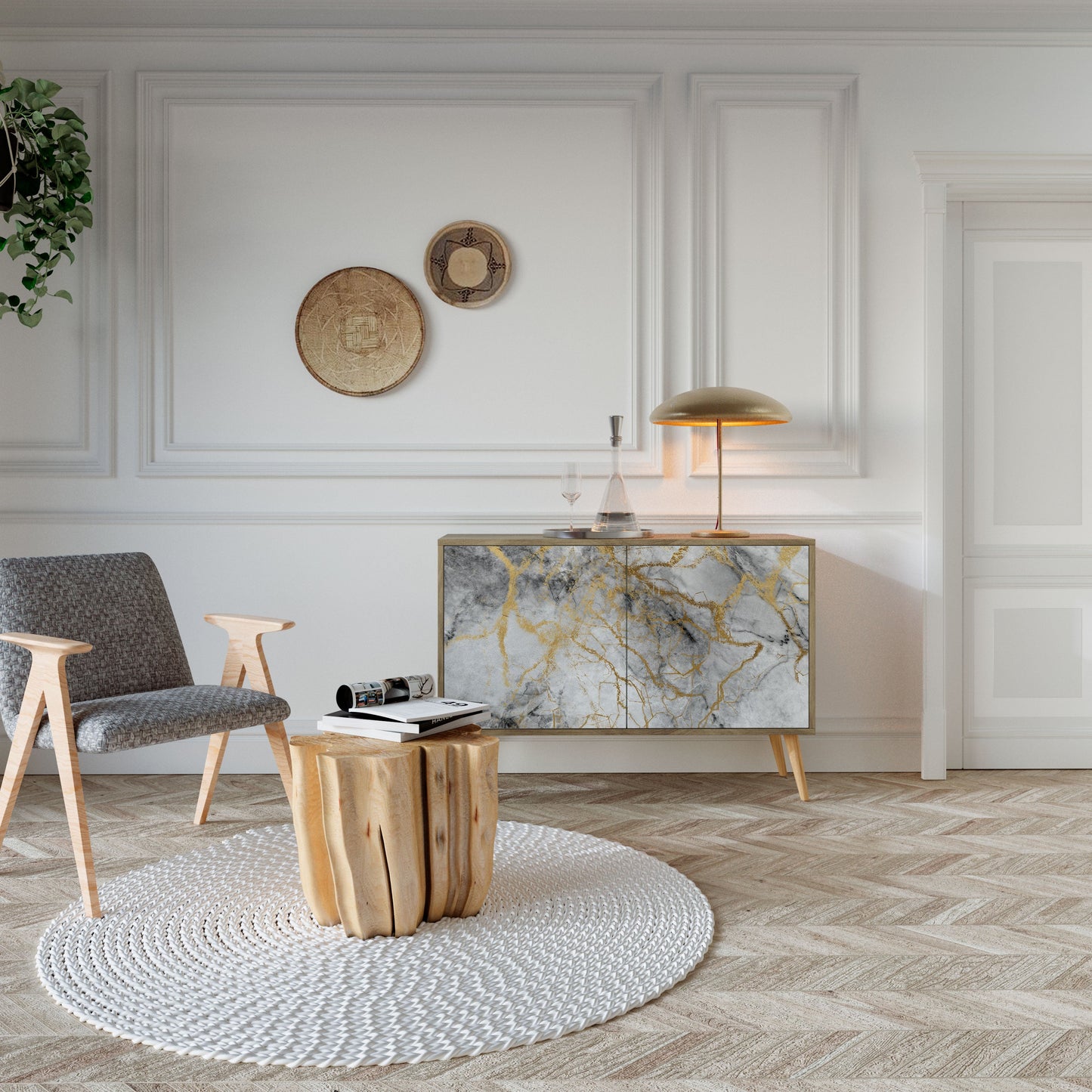 Credenza TIMELESS GLIDE a 2 ante in effetto rovere