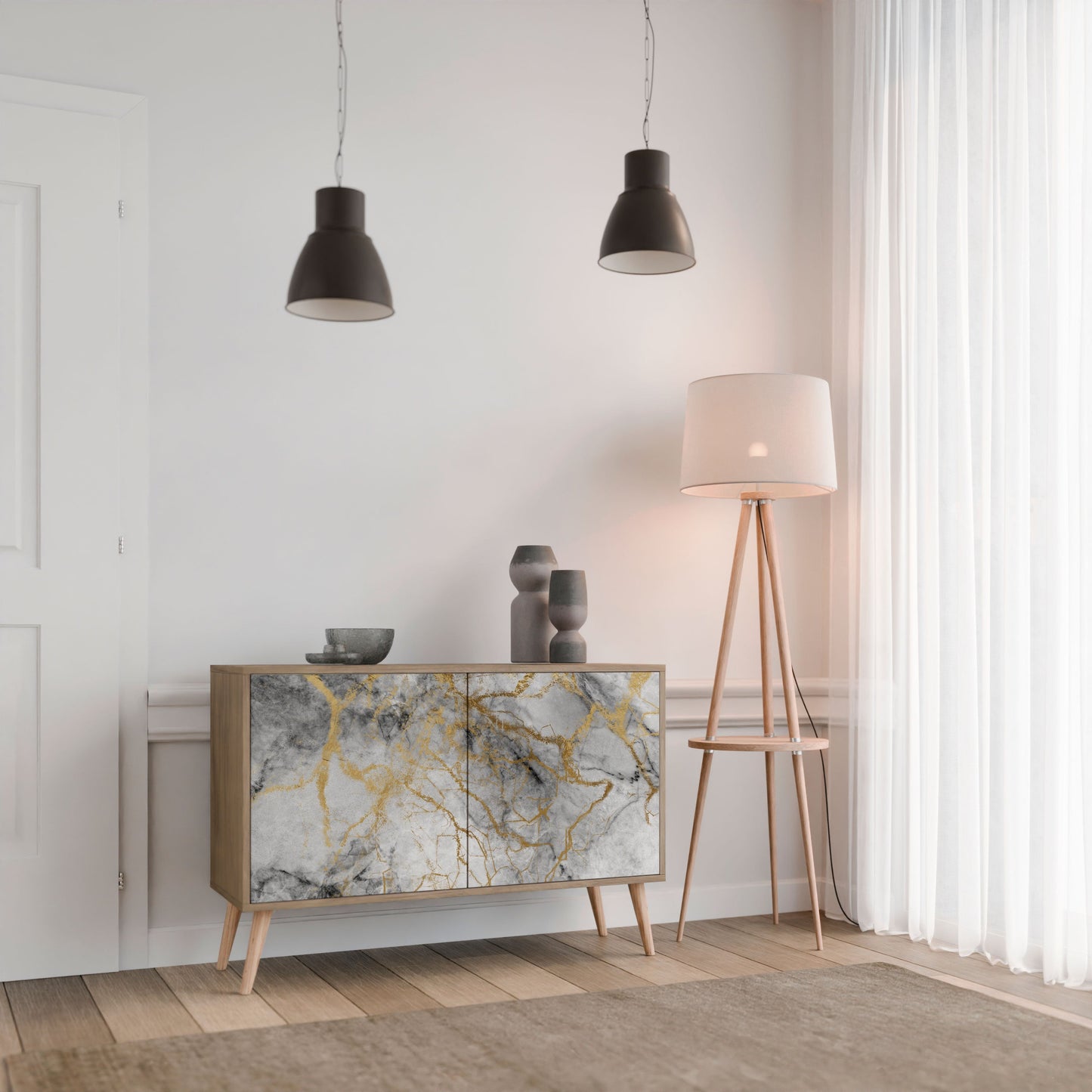 Credenza TIMELESS GLIDE a 2 ante in effetto rovere