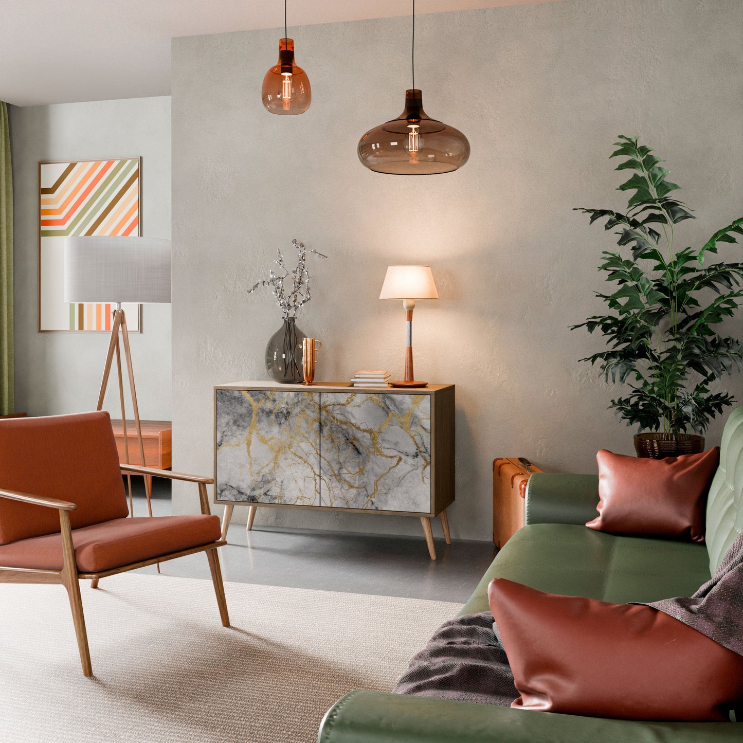 Credenza TIMELESS GLIDE a 2 ante in effetto rovere