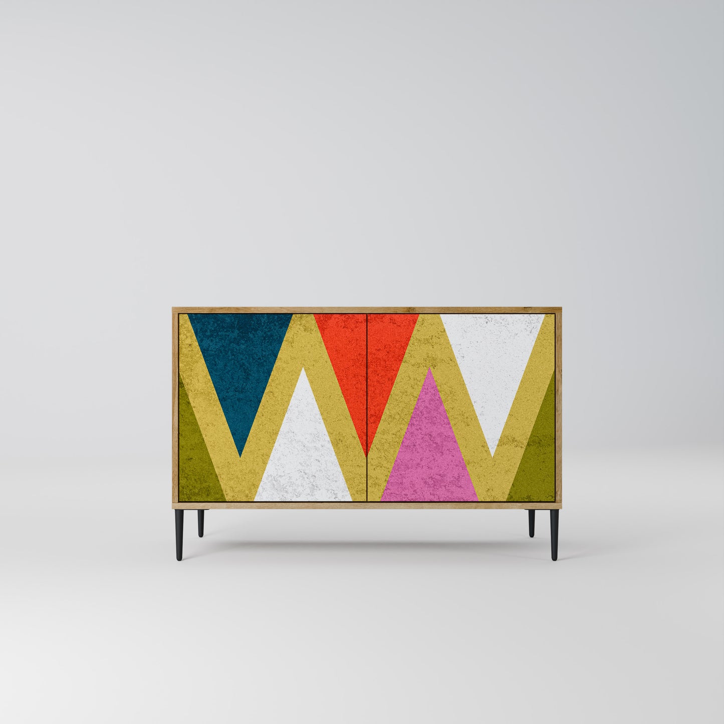 Credenza a 2 ante TRIANGOLI COLORATI effetto rovere