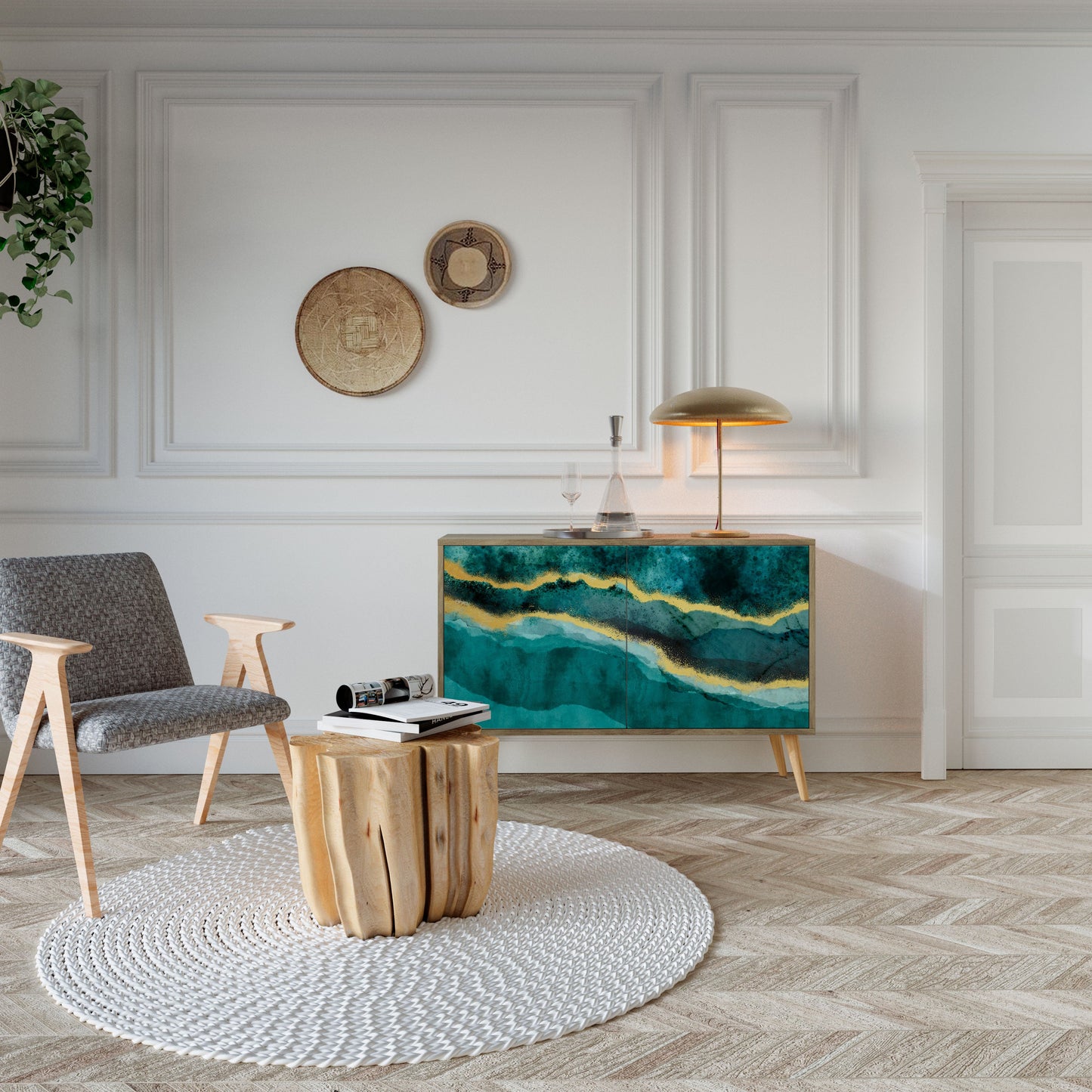 Credenza a 2 ante GOLDRUSH ODYSSEY in effetto rovere