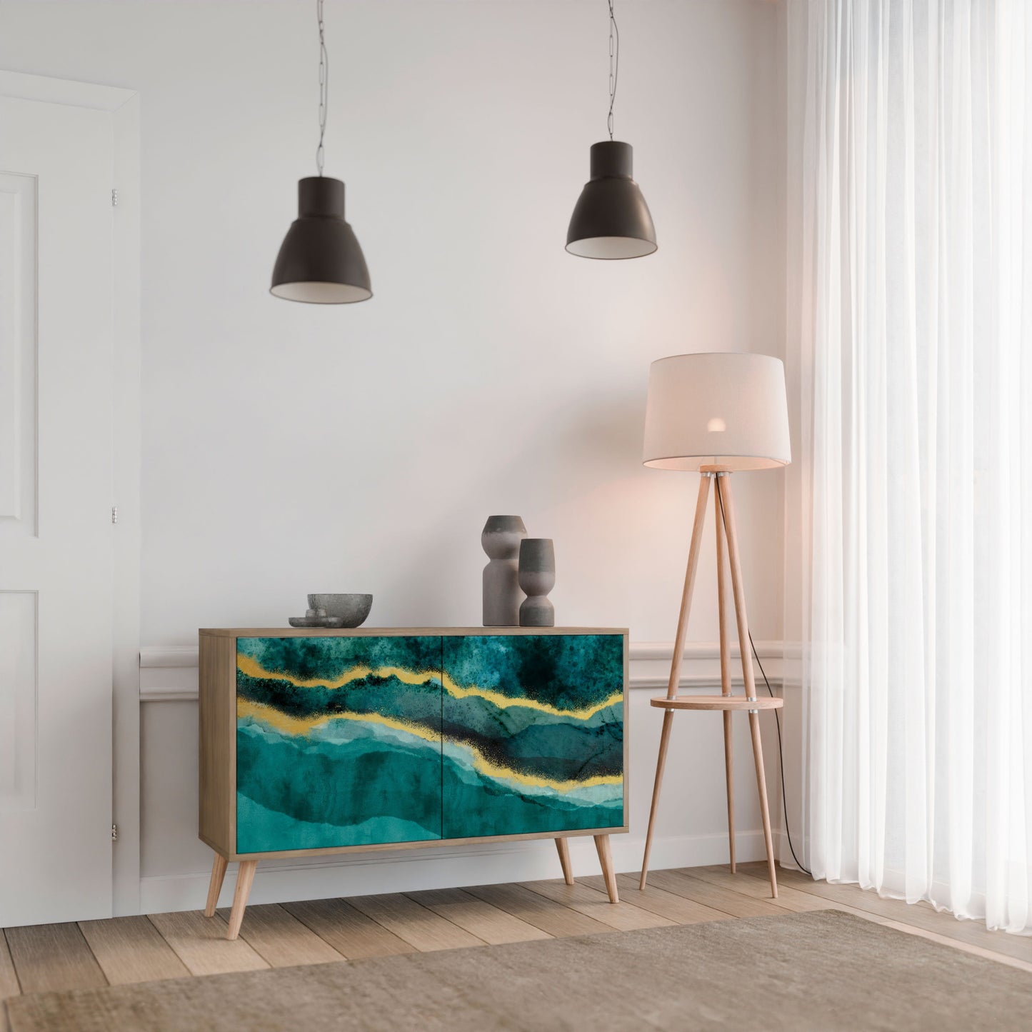 Credenza a 2 ante GOLDRUSH ODYSSEY in effetto rovere
