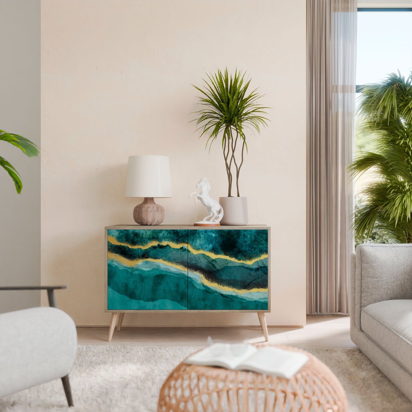 Credenza a 2 ante GOLDRUSH ODYSSEY in effetto rovere