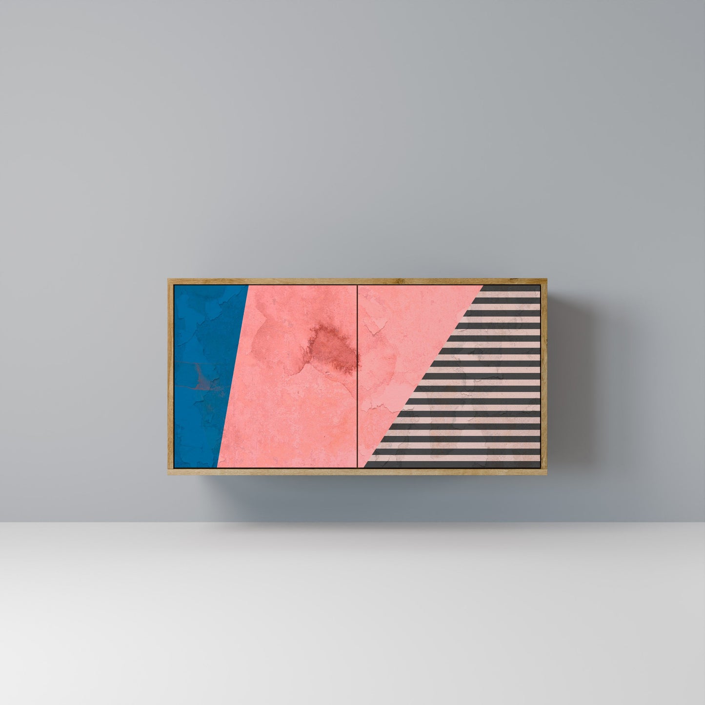 Credenza GLAMOROUS STRIPE a 2 ante in effetto rovere