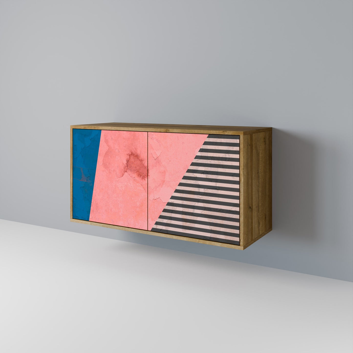 Credenza GLAMOROUS STRIPE a 2 ante in effetto rovere