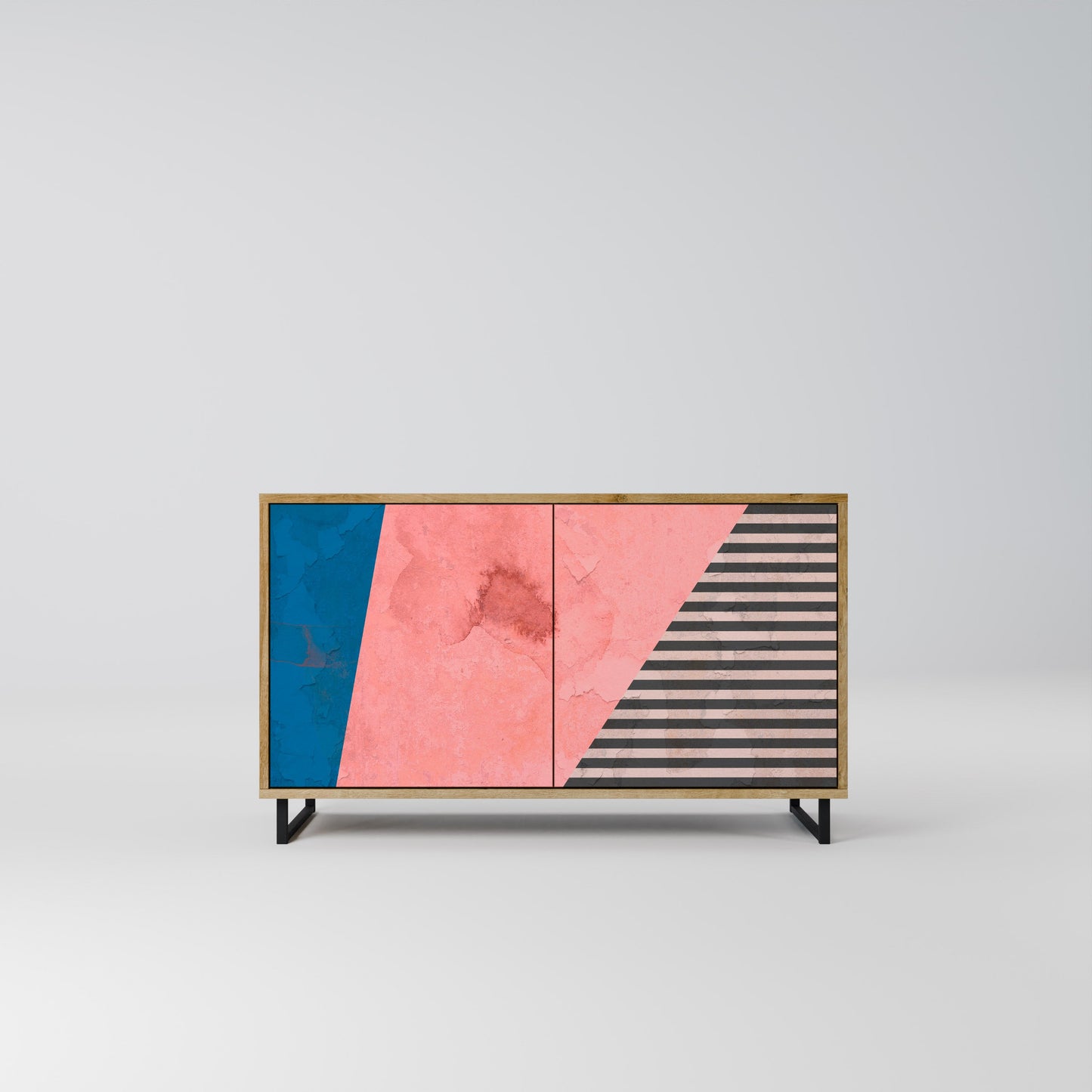 Credenza GLAMOROUS STRIPE a 2 ante in effetto rovere