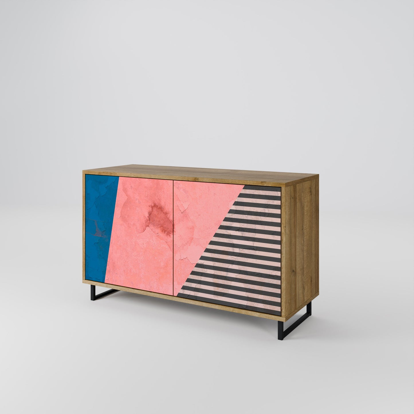Credenza GLAMOROUS STRIPE a 2 ante in effetto rovere