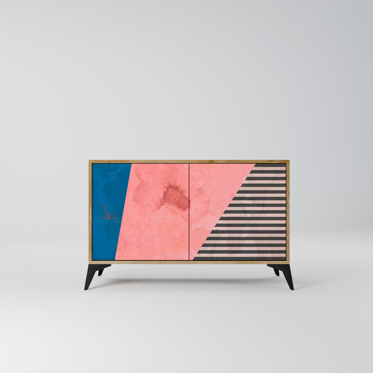 Credenza GLAMOROUS STRIPE a 2 ante in effetto rovere