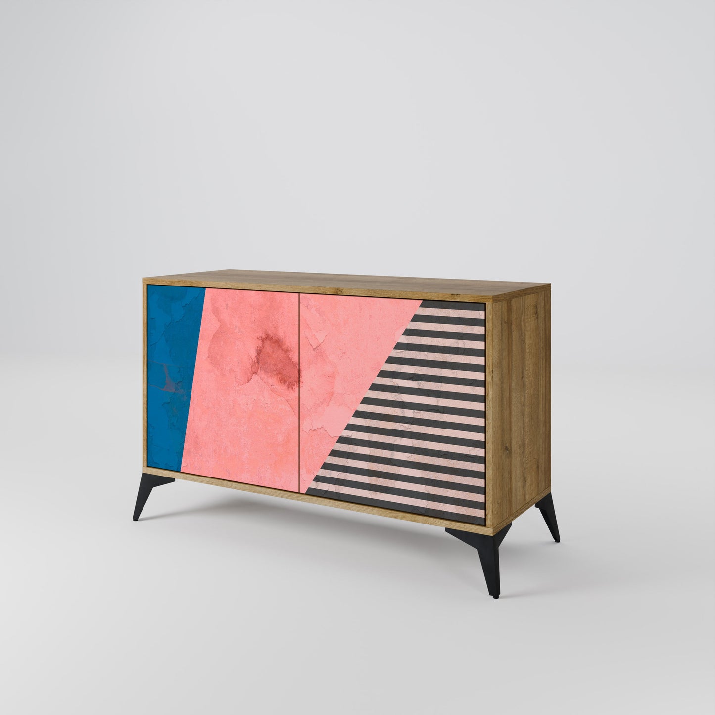 Credenza GLAMOROUS STRIPE a 2 ante in effetto rovere