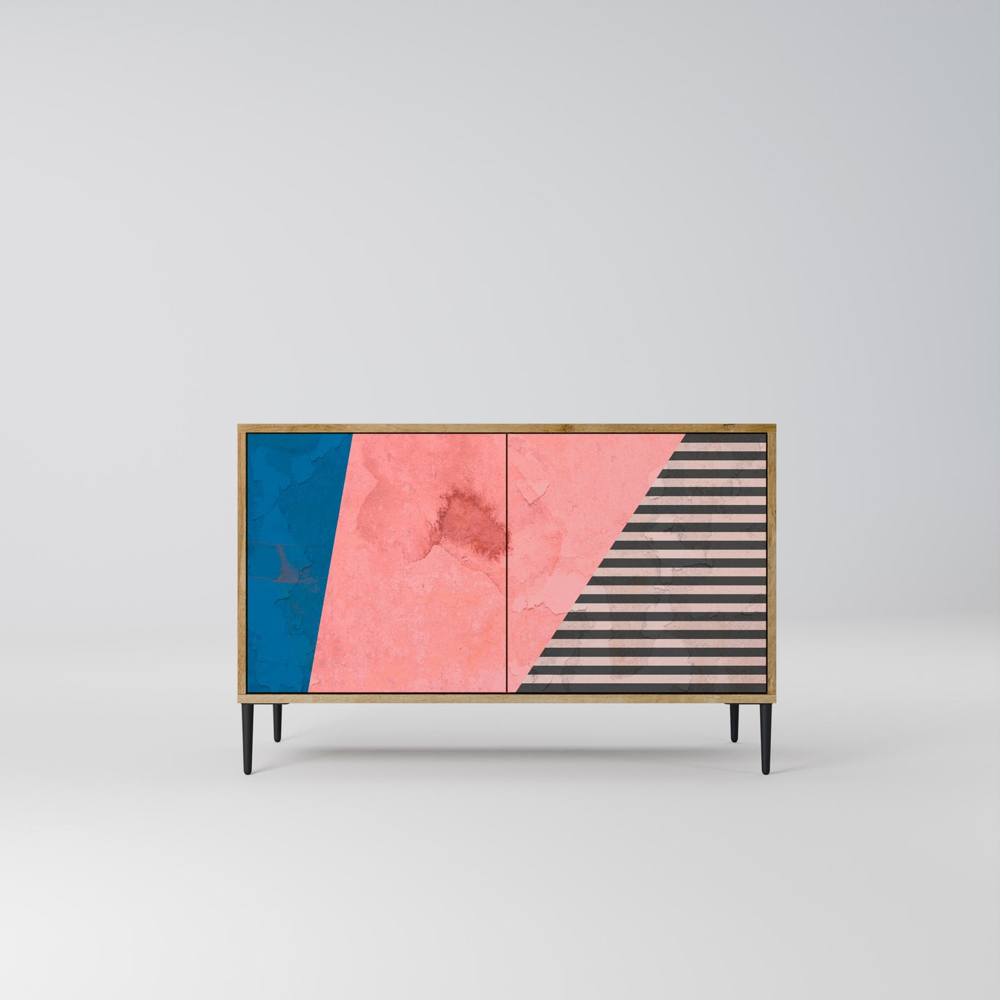 Credenza GLAMOROUS STRIPE a 2 ante in effetto rovere