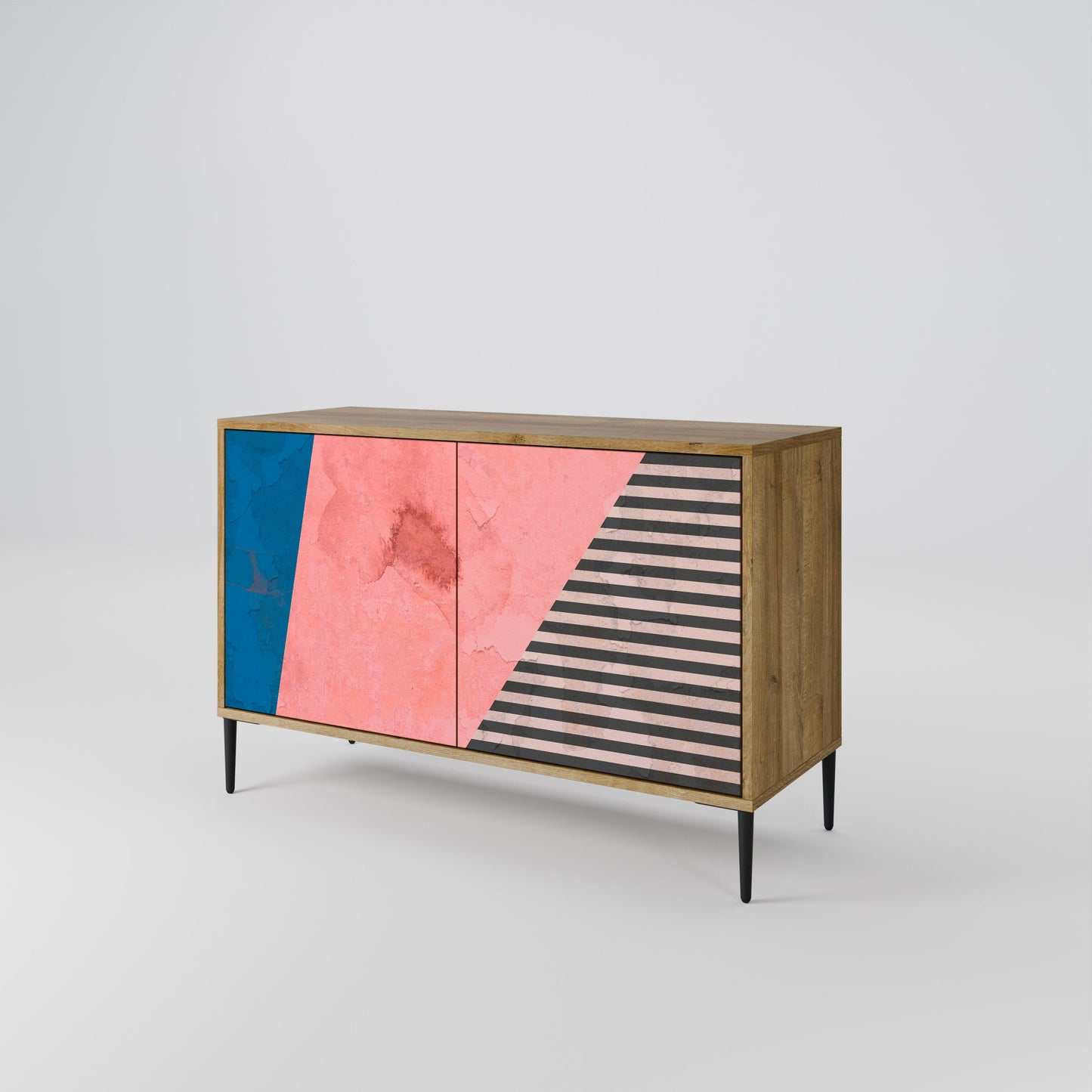 Credenza GLAMOROUS STRIPE a 2 ante in effetto rovere