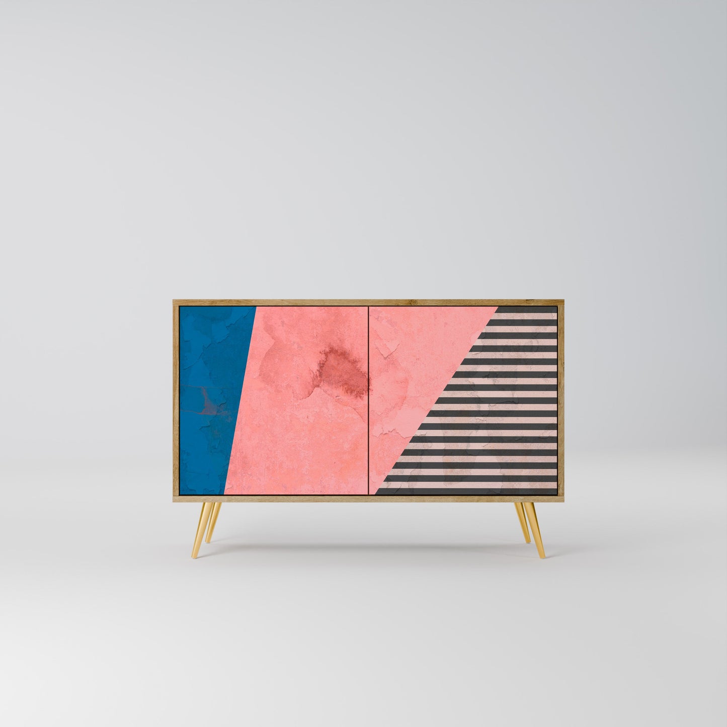 Credenza GLAMOROUS STRIPE a 2 ante in effetto rovere