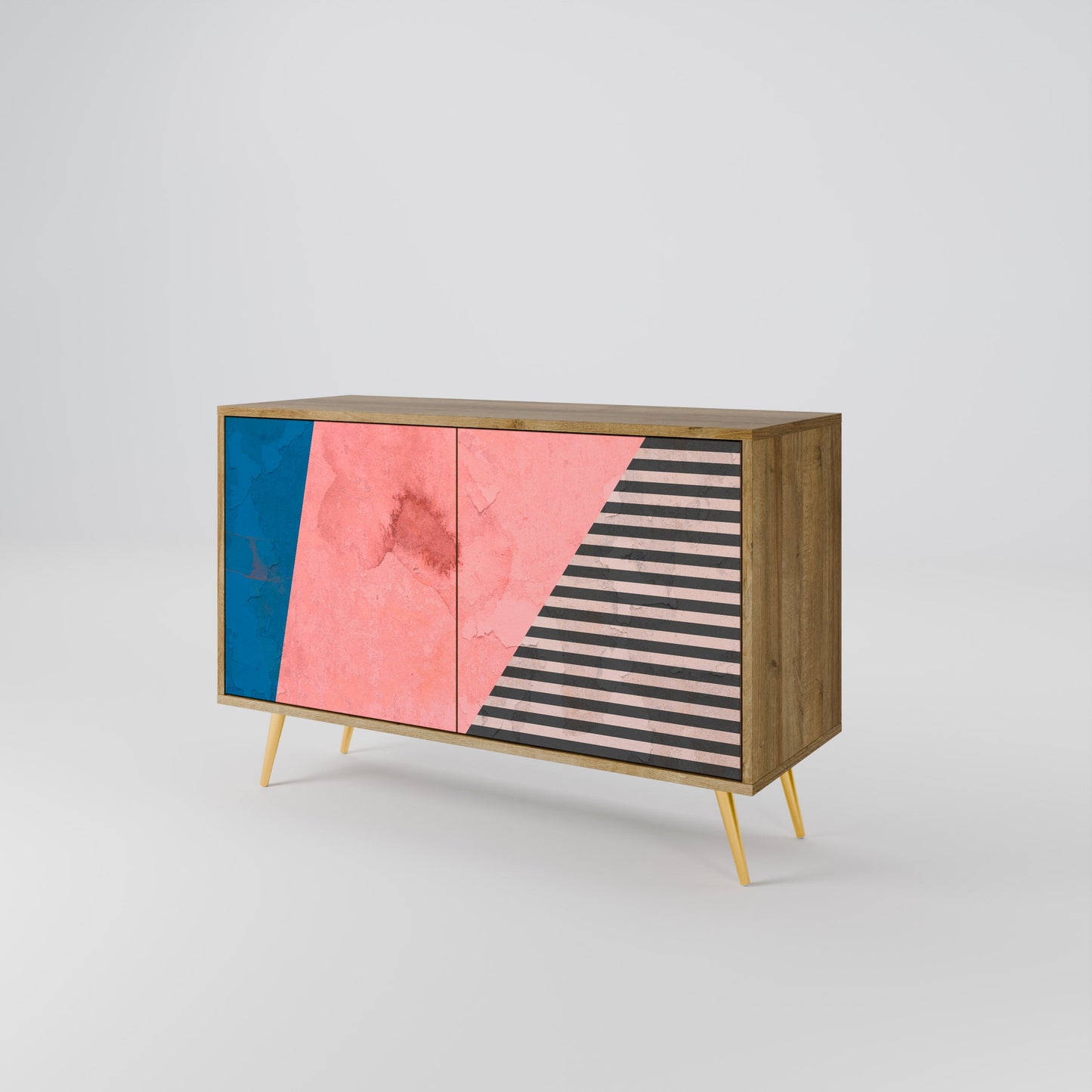 Credenza GLAMOROUS STRIPE a 2 ante in effetto rovere