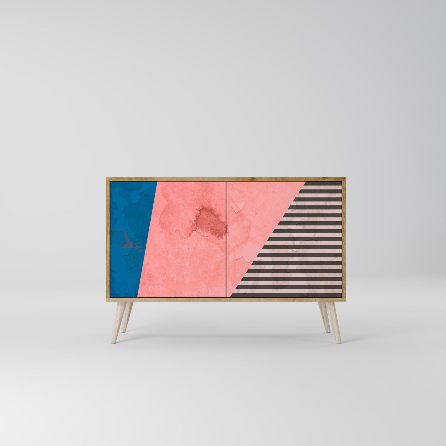 Credenza GLAMOROUS STRIPE a 2 ante in effetto rovere