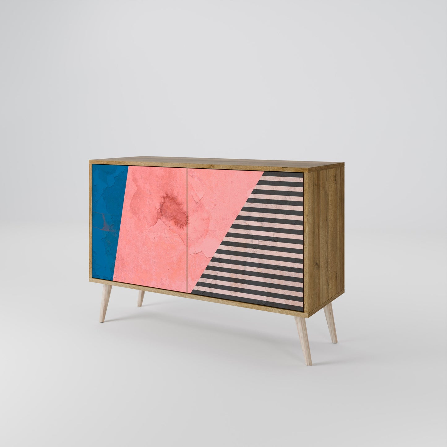 Credenza GLAMOROUS STRIPE a 2 ante in effetto rovere