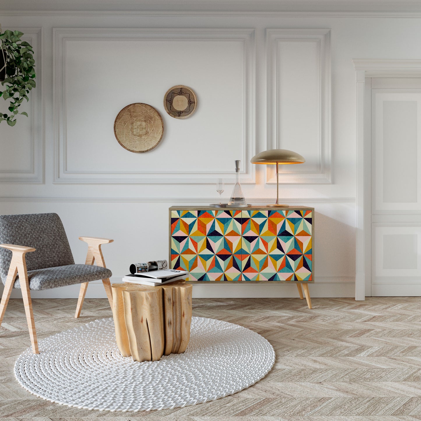 Credenza TESSELATE TREASURES a 2 ante in effetto rovere
