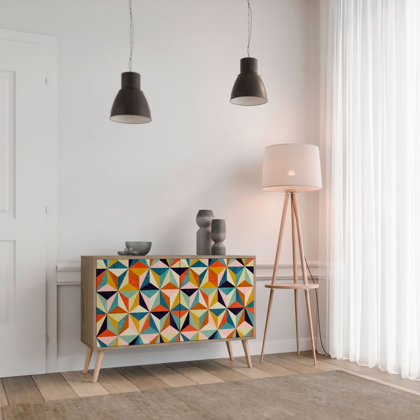 Credenza TESSELATE TREASURES a 2 ante in effetto rovere
