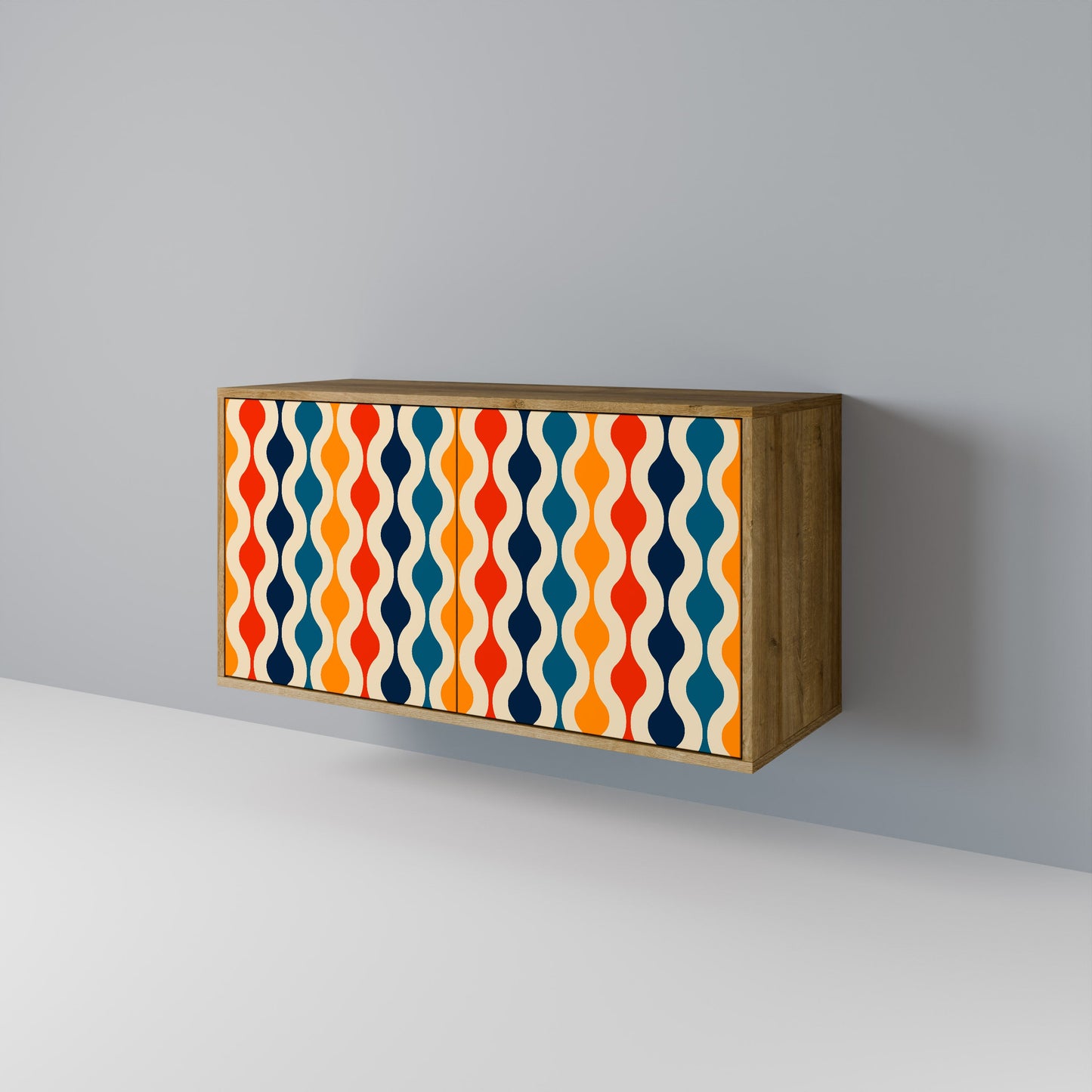Credenza a 2 ante COLORFUL NOSTALGIA in effetto rovere