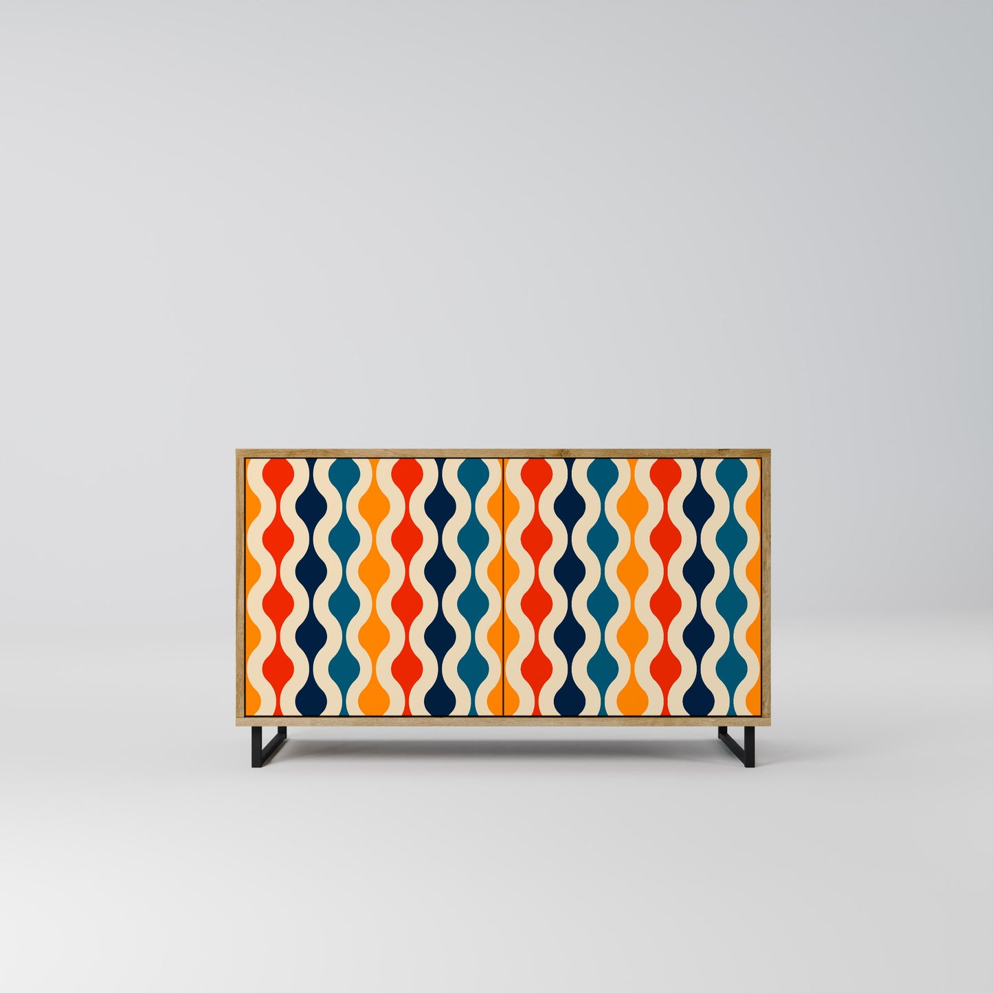 Credenza a 2 ante COLORFUL NOSTALGIA in effetto rovere