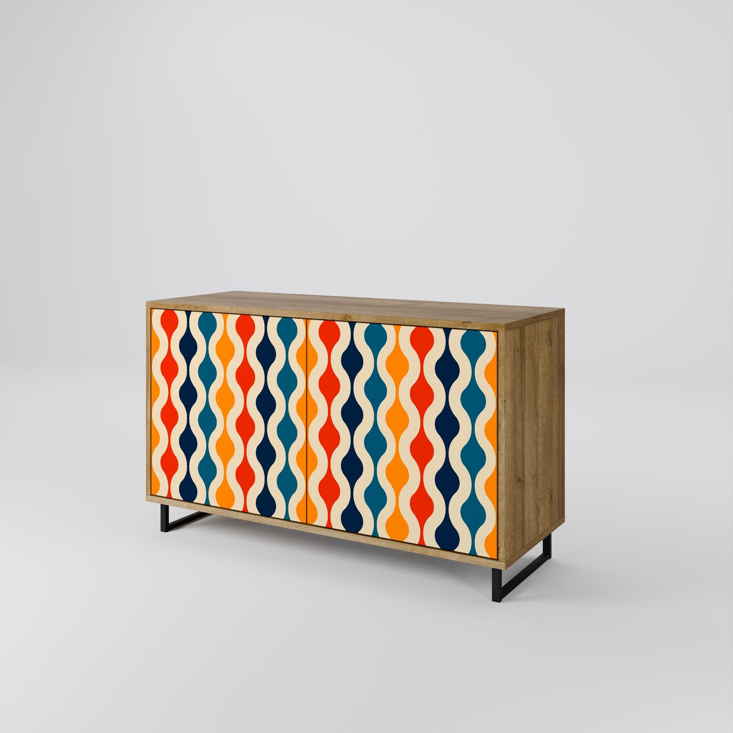 Credenza a 2 ante COLORFUL NOSTALGIA in effetto rovere