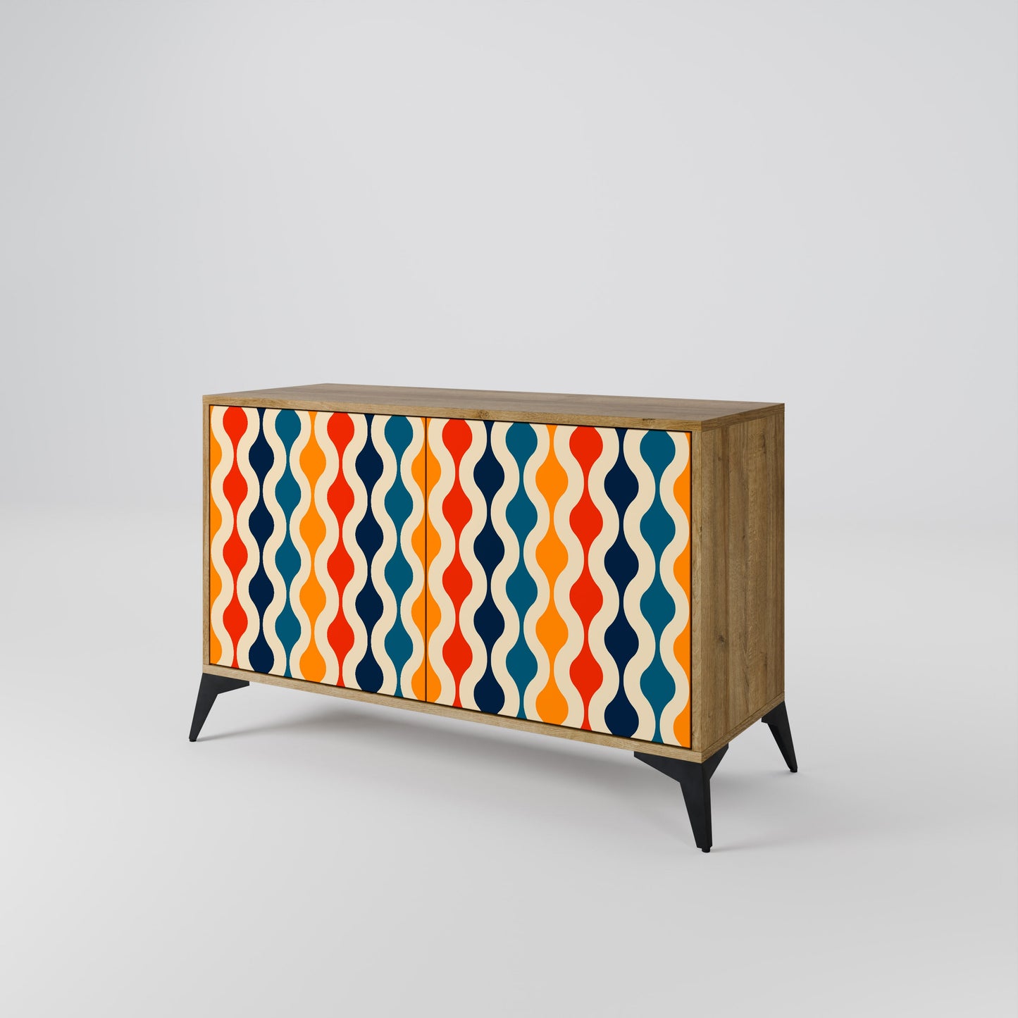 Credenza a 2 ante COLORFUL NOSTALGIA in effetto rovere
