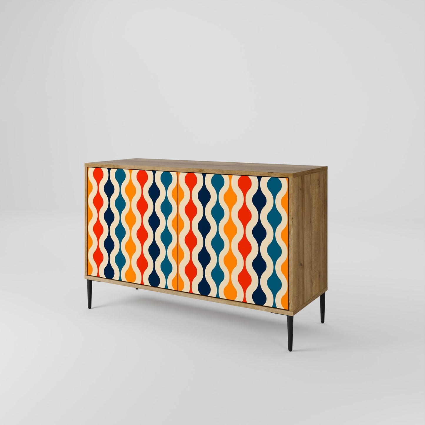 Credenza a 2 ante COLORFUL NOSTALGIA in effetto rovere
