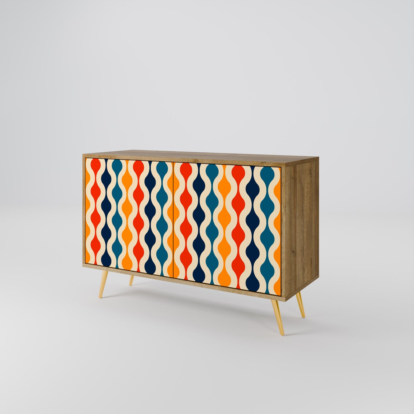 Credenza a 2 ante COLORFUL NOSTALGIA in effetto rovere