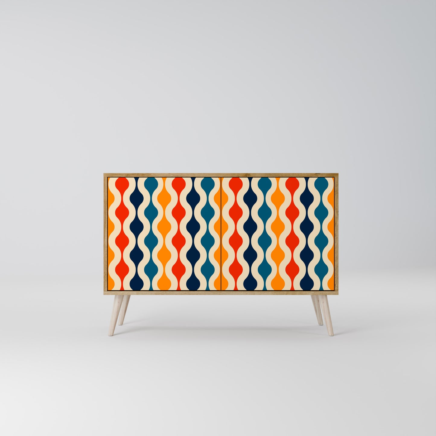 Credenza a 2 ante COLORFUL NOSTALGIA in effetto rovere