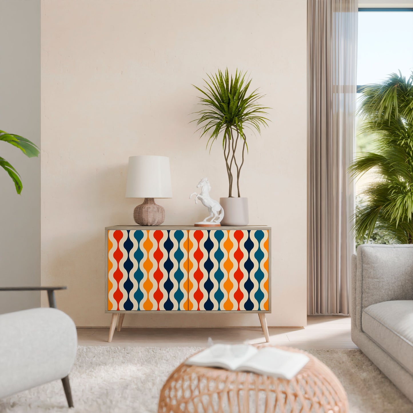 Credenza a 2 ante COLORFUL NOSTALGIA in effetto rovere
