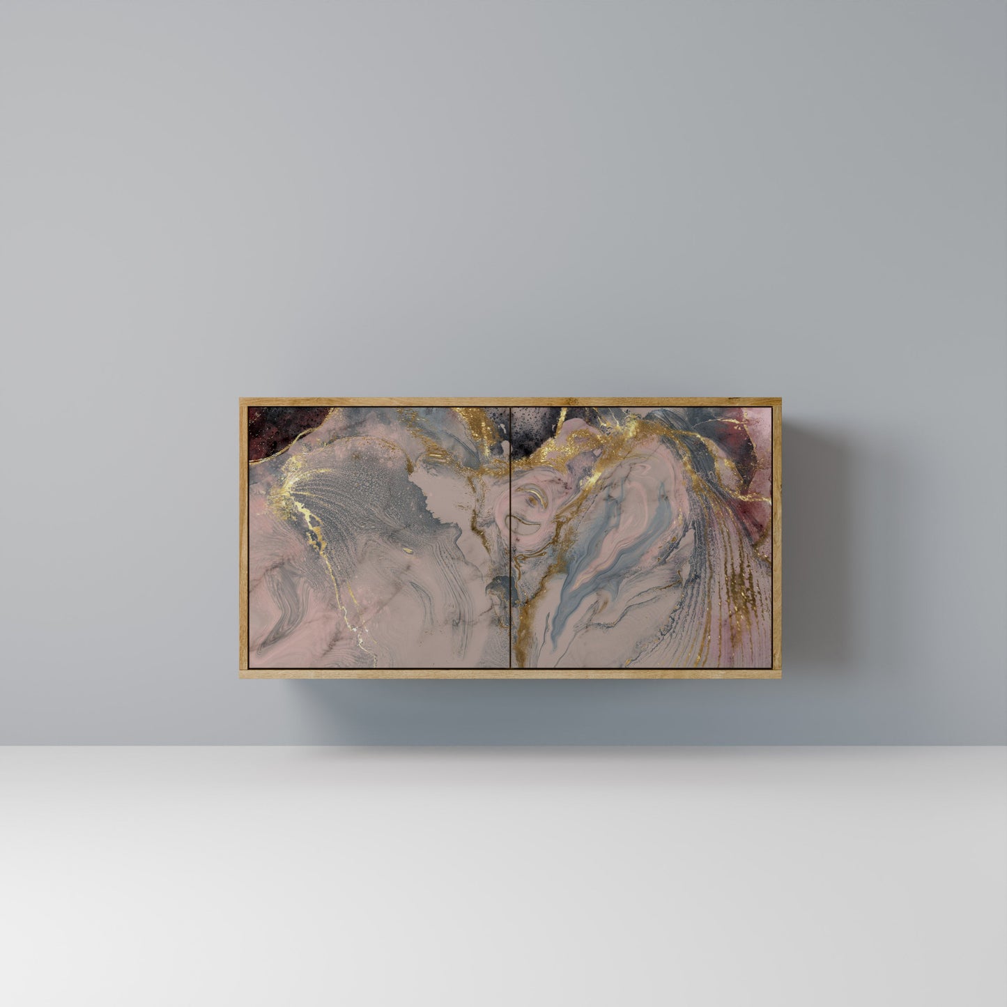 Credenza a 2 ante GILDED SWIRLS in effetto rovere