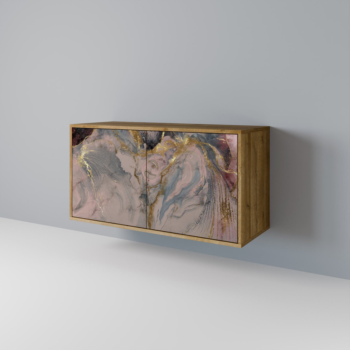 Credenza a 2 ante GILDED SWIRLS in effetto rovere