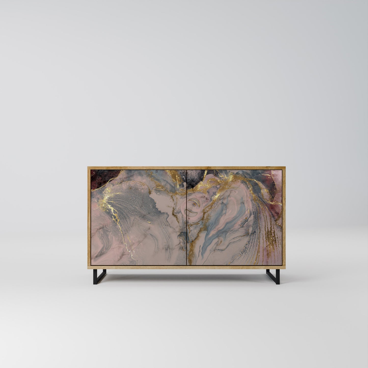 Credenza a 2 ante GILDED SWIRLS in effetto rovere