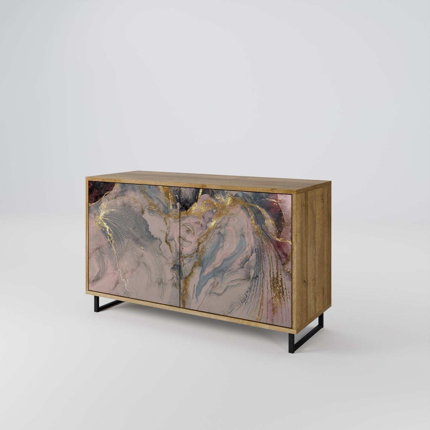 Credenza a 2 ante GILDED SWIRLS in effetto rovere