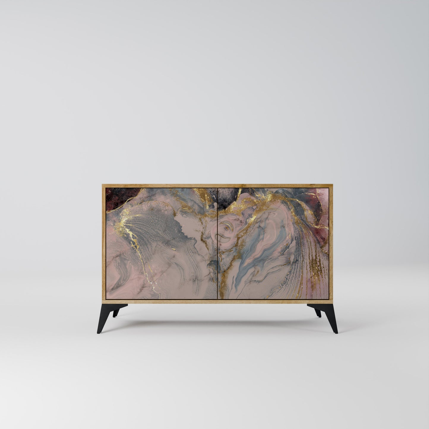 Credenza a 2 ante GILDED SWIRLS in effetto rovere