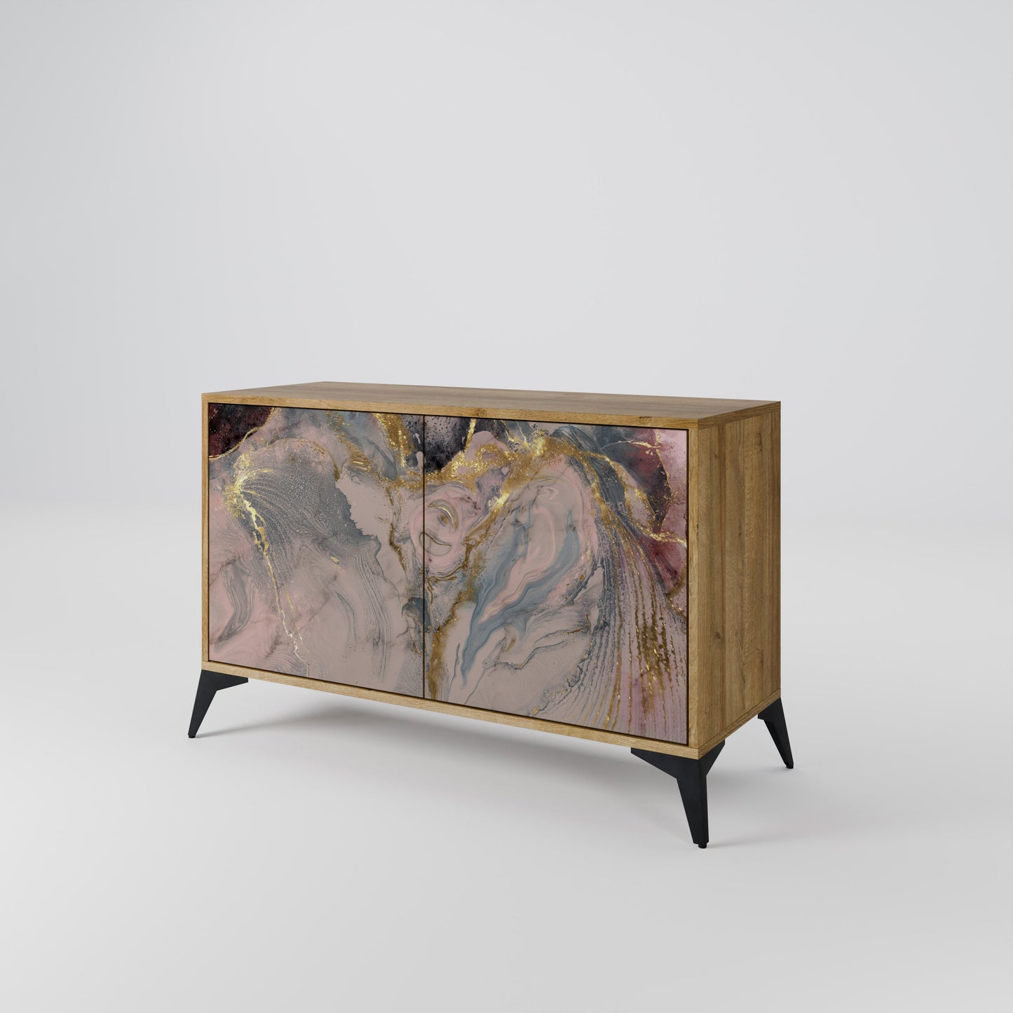 Credenza a 2 ante GILDED SWIRLS in effetto rovere