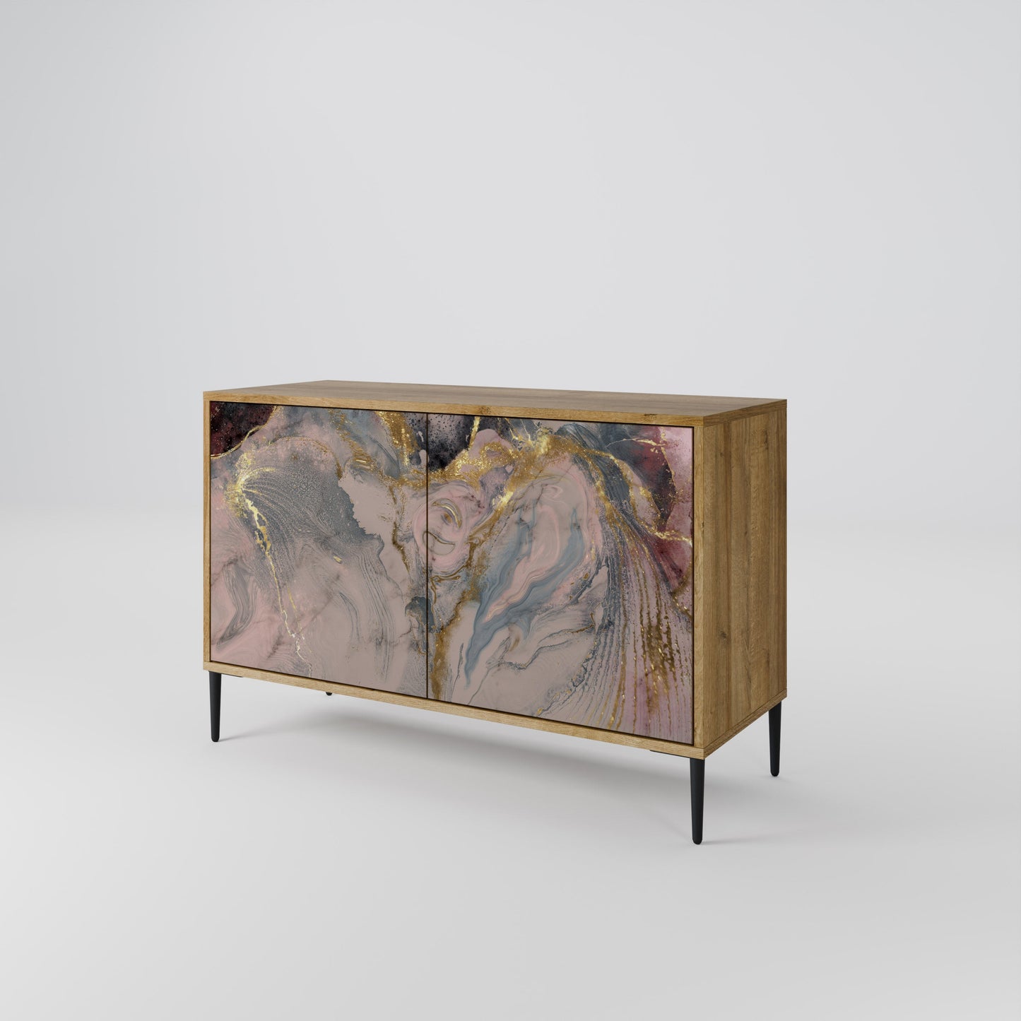 Credenza a 2 ante GILDED SWIRLS in effetto rovere