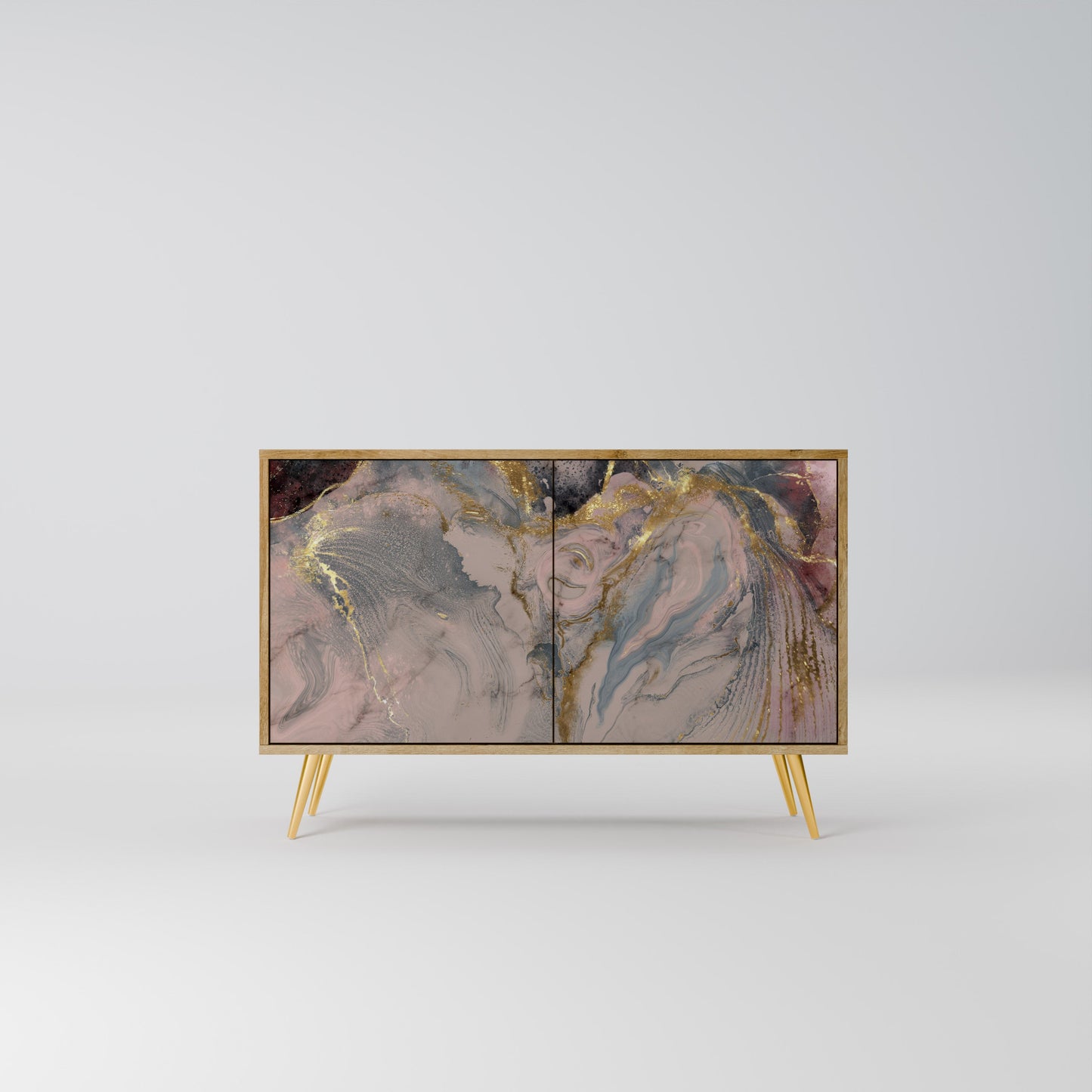 Credenza a 2 ante GILDED SWIRLS in effetto rovere